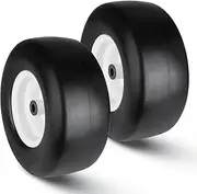 New Flat Free Mower Tire w/Steel Rim 13x6.50-6 for Deck≤66" Commercial Lawn Mowers Tractor - Hub 4"-7.1" with 5/8" Greased Bushing 136506 T161 (2 Pack)