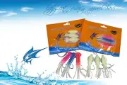 2 x Squid(12cm) fishing rigs glow in the dark lumo white and multi colour lures