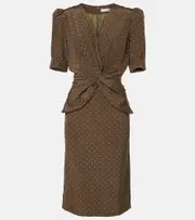 [Alessandra Rich] Alessandra Rich Polka-dot silk midi dress AU 10 green