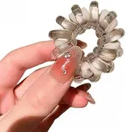 Double-layer Spiral Hair Ties, 3pcs/pack Waterproof Ponytail Holders Telephone Cord Hair Coils For Woman twisty hair ties For Thick Hair (White)