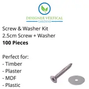 Screw and Washer Kit (Timber and Plaster) 100 Pack (Green Wall Kit)
