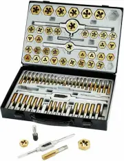 86pc Tap and Die Combination Set Tungsten Bearing Steel Titanium Coated SAE MM