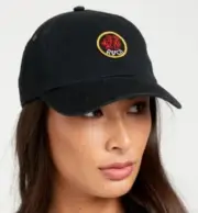 RVCA Black Unstructured Curve Bill Strapback Staple Hat Cap New Fast Ship