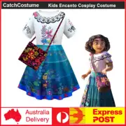 Girls Encanto Mirabel Costume Dress Kids Halloween Party Cosplay Fancy Dress