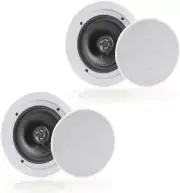6.5” Pair Bluetooth Flush Mount In-Wall In-Ceiling 2-Way Speaker System Quick Co