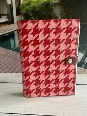 BNWT Coach Notebook With Houndstooth Print Im/Pink/Red