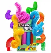 BUNMO Pop Tubes Large Fidget Sensory Toys Connect Stretch Multicolor 8 Pack NEW