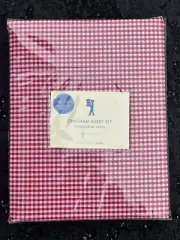 NEW Pottery Barn Kids Red & White Gingham Checkered Twin Sheet Set 100% Cotton