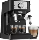 Manual Espresso Machine with Milk Frother, 15 Bar Pressure, Black/Stainless