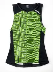 2XU Performance Tri Singlet Top Jersey Sleeveless Men's S Green/Black Triathlon