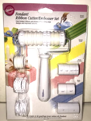 Fondant Ribbon Cutter/Embosser set, cake decorating, Wilton, NEW