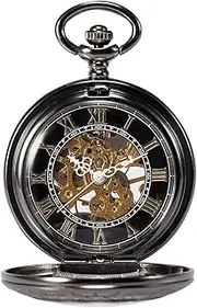 [TREEWETO] Steampunk Skeleton Mechanical Copper Fob Retro Pocket Watch