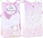 Party Favours for Christening/Birth Confectionery Boxes for Elephants, Male/Girls, Boys and Children, Christening, Blue, Gift, Decoration for Christening, Birthday, Birthday (Pink)