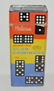 Halsam ~ Double Nine CLUB DOMINOES Set No. 200 w Original Container & Free Ship!