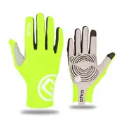 1Pair Cycling Full Finger Gloves Touch Screen Anti-slip Bicycle Bicicleta Road Bike Long Glove Fluorescent yellow_L