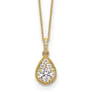 10k Yellow Gold 1/2 Ct. Lab Grown Diamond VS/SI+ G+ 18 inch Teardrop Pendant Necklace