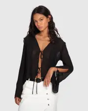 [Belle & Bloom] Current Obsession Tie Shirt - Black