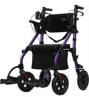 ELENKER All Terrain Heavy Duty Rollator Walker Wheelchair Combo Wide, Purple