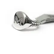 New DAVID YURMAN Pave Initial Letter M Pinky Ring in Diamond & Silver Size 4