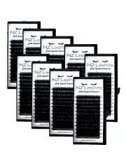 7 + 2 FREE 3D C Curl Premades 0.10 Single Length Lash Extensions (Long Stem)