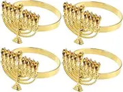 CATIEBYE 4pcs Menorah Shaped Napkin Elegant Serviette Buckles for Hanukkah Table Decorations Compact Holders for Dinners Thanksgiving and Parties Stylish Design