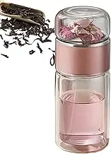Infusifie Tea Infuser, Double-Layer Insulation Glass Bottle, Te and Water Separation, Leakproof, Tea Steeper for Home Travel