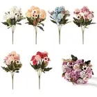 Bouquet Floral Arrangement Artificial Hydrangea Silk Daisy Lifelike Plants