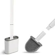 Toilet Brush, Wall Mounted and Standing Silicone Toilet Brush with Leak Proof Slots Base, Premium Cleaning Brush, Firmly Assembled Toilet Brush Set for Bathroom.