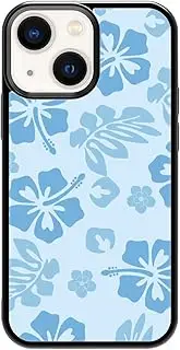 Blue Hibiscus Phone Case Compatible with iPhone 13 Mini 5.4 Inch - Shockproof Protective TPU Cute Flower Printed Phone Case Designed for iPhone 13 Mini Case for Men Girls Women