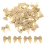 50Pcs Mini Ribbon Bow 1.2" Mini Fabric Satin Craft DIY Khaki
