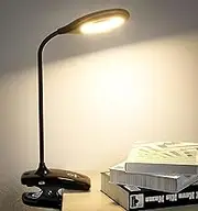 DEEPLITE LED Desk Lamp - Clip on, Battery Powered, Flexible Arm, Memory Touch, 3 Color Modes & Stepless Brightness, Portable Reading Light for Study, Work & Bed
