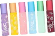 WEKADRIN 6Pcs Essential Oil Roller Bottles Refillable Containers with Pattern Prints Leak Design for Travel and Home Use for Perfumes and Oils