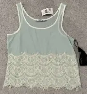 Chloe K Women’s Sleevless Chiffon Top Mint w/ Ivory Size M Medium New Nordstrom
