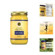 Ghee, Organic Grass Fed Ghee Butter - Gluten Free Ghee, Clarified Butter, Vit...