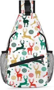 AQ00997 Animal Deer Pattern Sling Backpack Animal Deer Crossbody Bag Multipurpose Crossbody Bag Travel Hiking Chest Bag Casual Day Bag, As