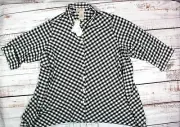 NWT PHILOSOPHY 3X WOMEN’S PLUS SIZE TUNIC BUTTON-UP TUNIC SHIRT BLACK/WHITE CHEC