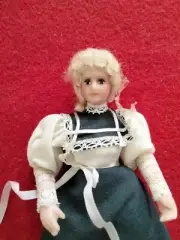 Dollhouse Doll Handmade Inch Scale Blonde Woman in Blueand White hand sculpted