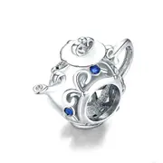 Silver plating Openwork Hollow Teapot Beads for Women Jewelry Charm for Bracelet