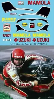 1/12 Decals for Randy Mamola Rider Figure Race Suit Suzuki 1981 Decal TBD533