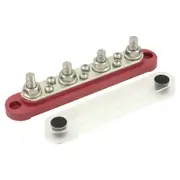 Switch Boss Red Positive 4 Gang M8 150A Bus Bar with Clear Push-On Cover for 12v/24v