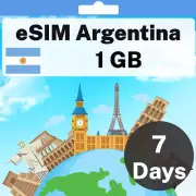 eSIM Argentina - 1 GB - 7 Days - Travel eSIM | QR code activation