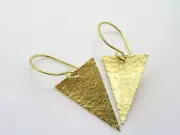 Handmade Earrings, Hammered Brass