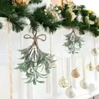 2pcs Plastic Artificial Mistletoe Branches Fake Plants Winter Indoor Decoration