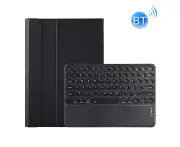 Y0N5-A TPU Tablet Case Lambskin Texture Round Keycap Bluetooth Keyboard Leather Tablet Case with Holder & Touchpad For Xiaomi Pad 5 / 5 Pro(Black)