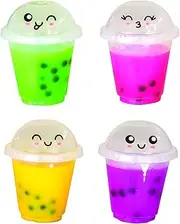 Raymond Geddes Anime Boba Tea Slime Toy - (Pack of 12) - Relaxing Boba Toys with 4 Colors - Soft and Stretchy Fun Slime Toys
