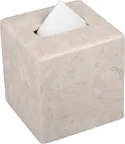 Creative Home Natural Champagne Marble Square Tissue Box Holder Tissue Paper Cover, Beige