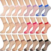 [Bencailor] 24 Pairs Women's Sheer Socks Nylon Spandex Ankle Sheer Stockings Thin Short Ankle High Socks