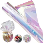 50Ft Iridescent Cellophane Wrap Roll, Rainbow Cellophane Roll for Gift Baskets F