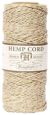 Hemptique Hemp Metallic Cord Spool 20lb 205'-Metallic Natural Gold