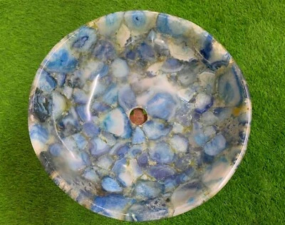 Blue Agate Wash Basin / Agate Table Mounted Sink / Agate Sink / Vanity Vessel